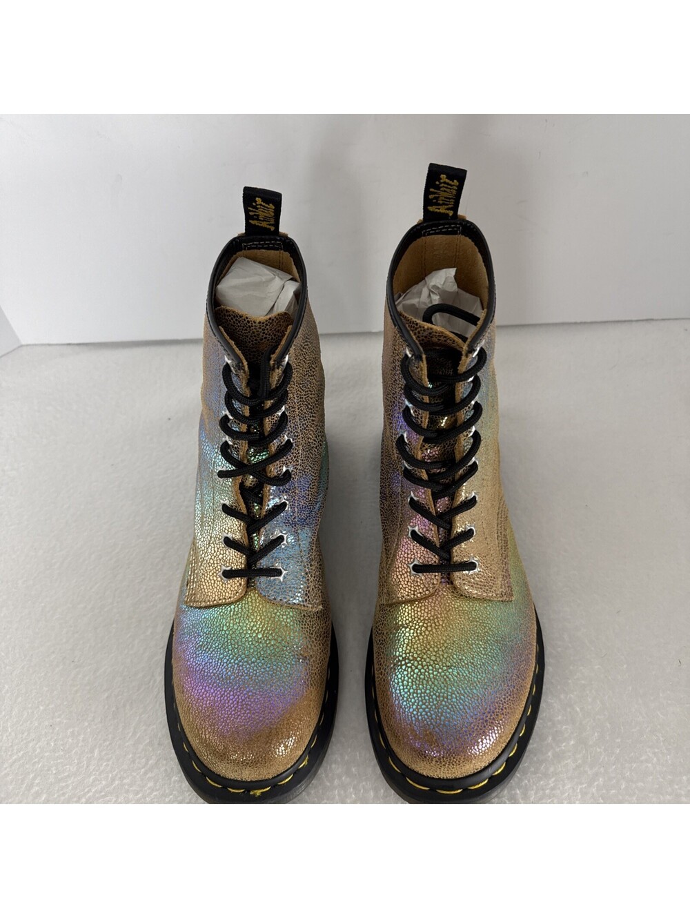 Dr. Martens 1460 Women’s Iridescent Metallic Leather Lace-Up Ankle Boots 9